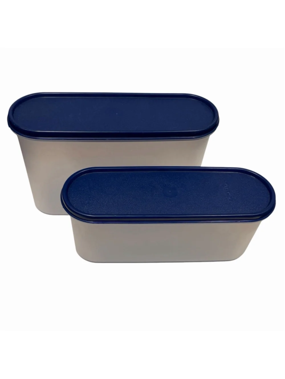 Tupperware Modular Mates Oval‎ #2 #3 Pantry Storage Canister Set 2 Blue Seals